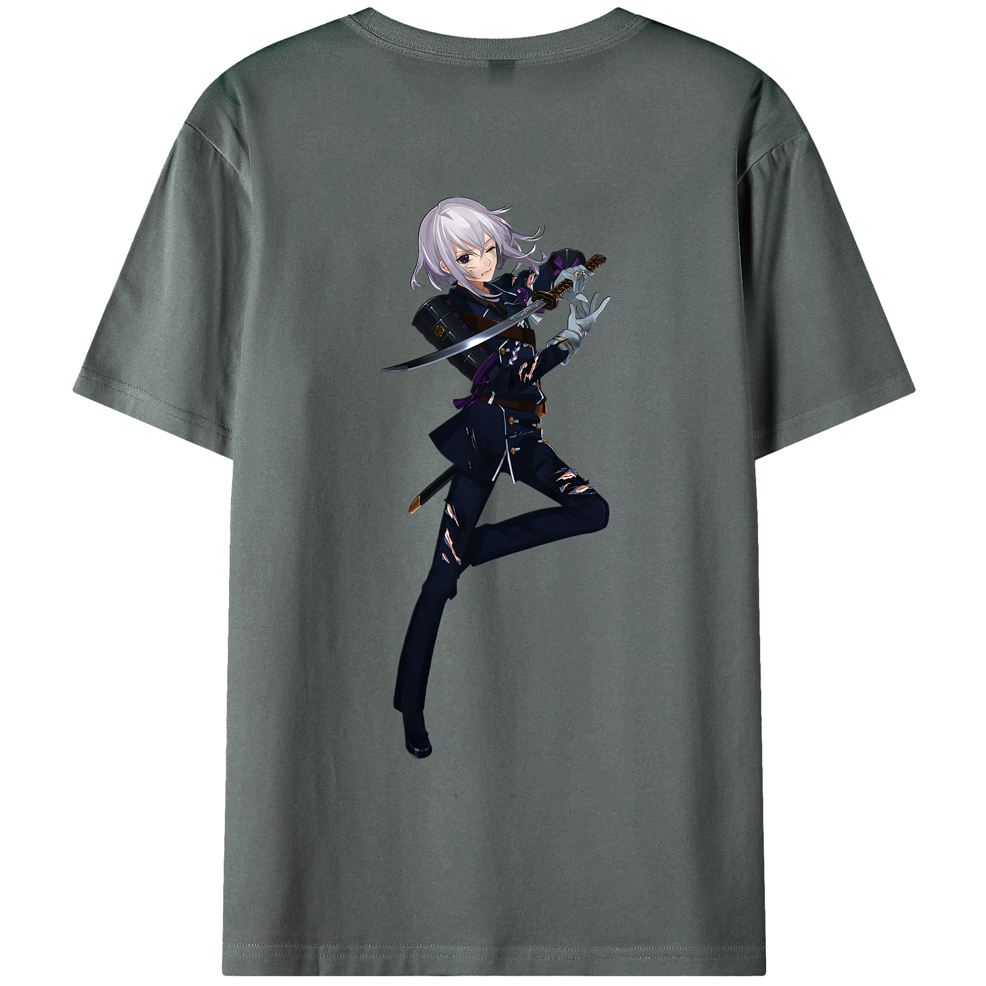 （画像用） 刀剣乱舞 Touken Ranbu 綿100％ メンズ半袖Tシャツ（バックプリント） 通気性